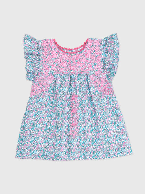 Six Honeybees Girls' Flutter Sleeve Puebla Top - Saint Bernard