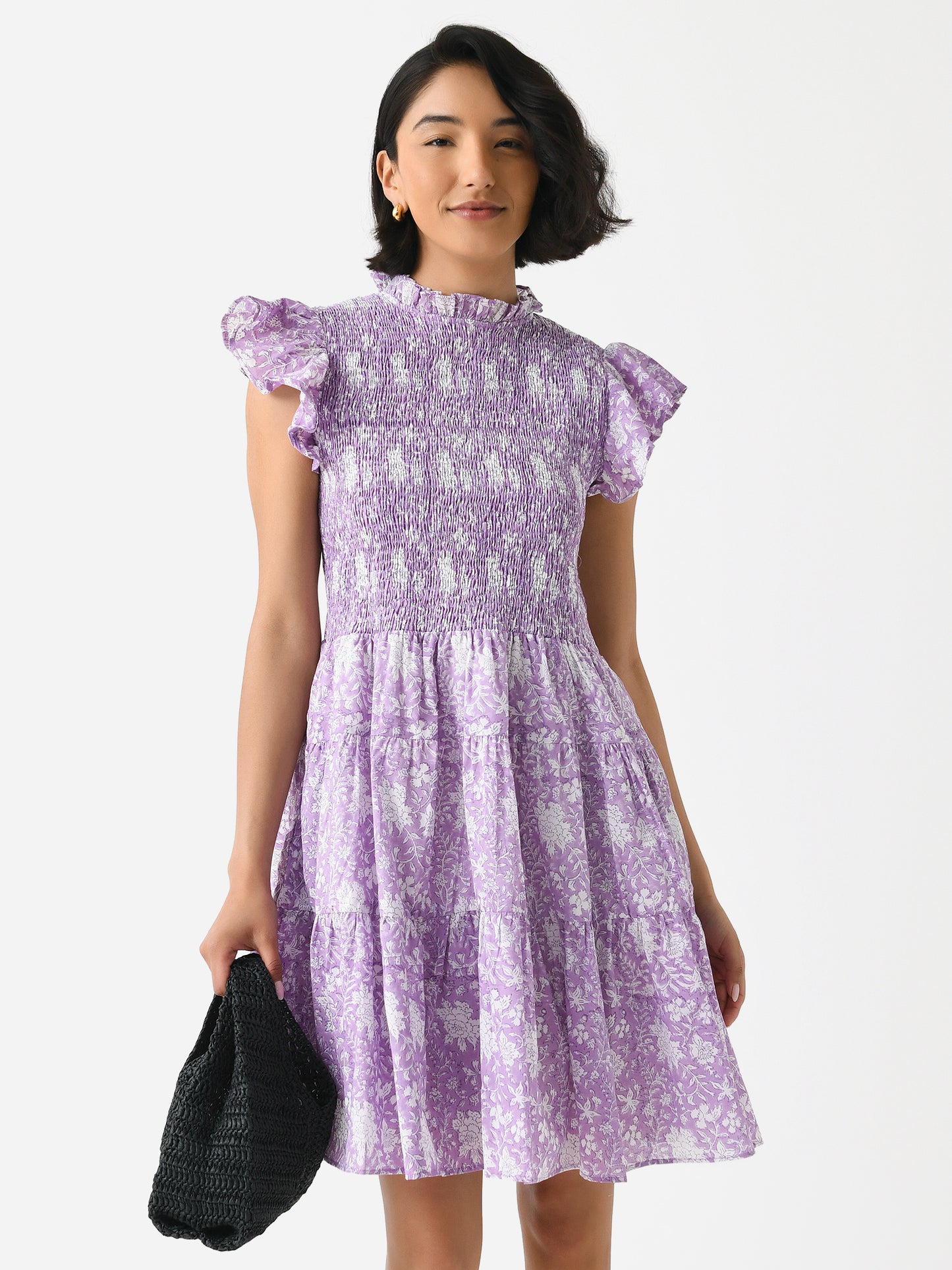 Sur La Vague Women's Purple Flutter Mini Dress