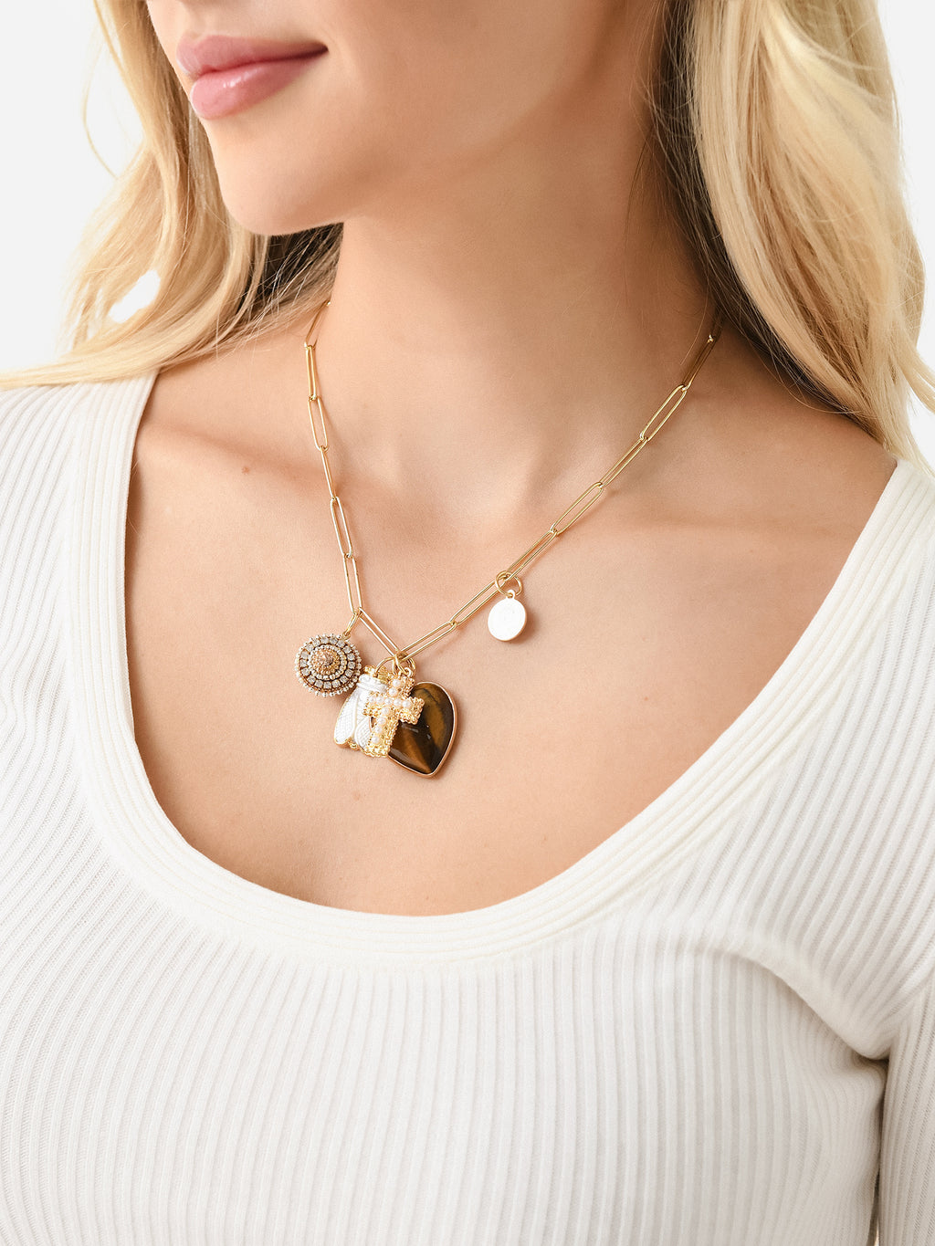 Paperclip Chain Charm 1xGOLD-alt1