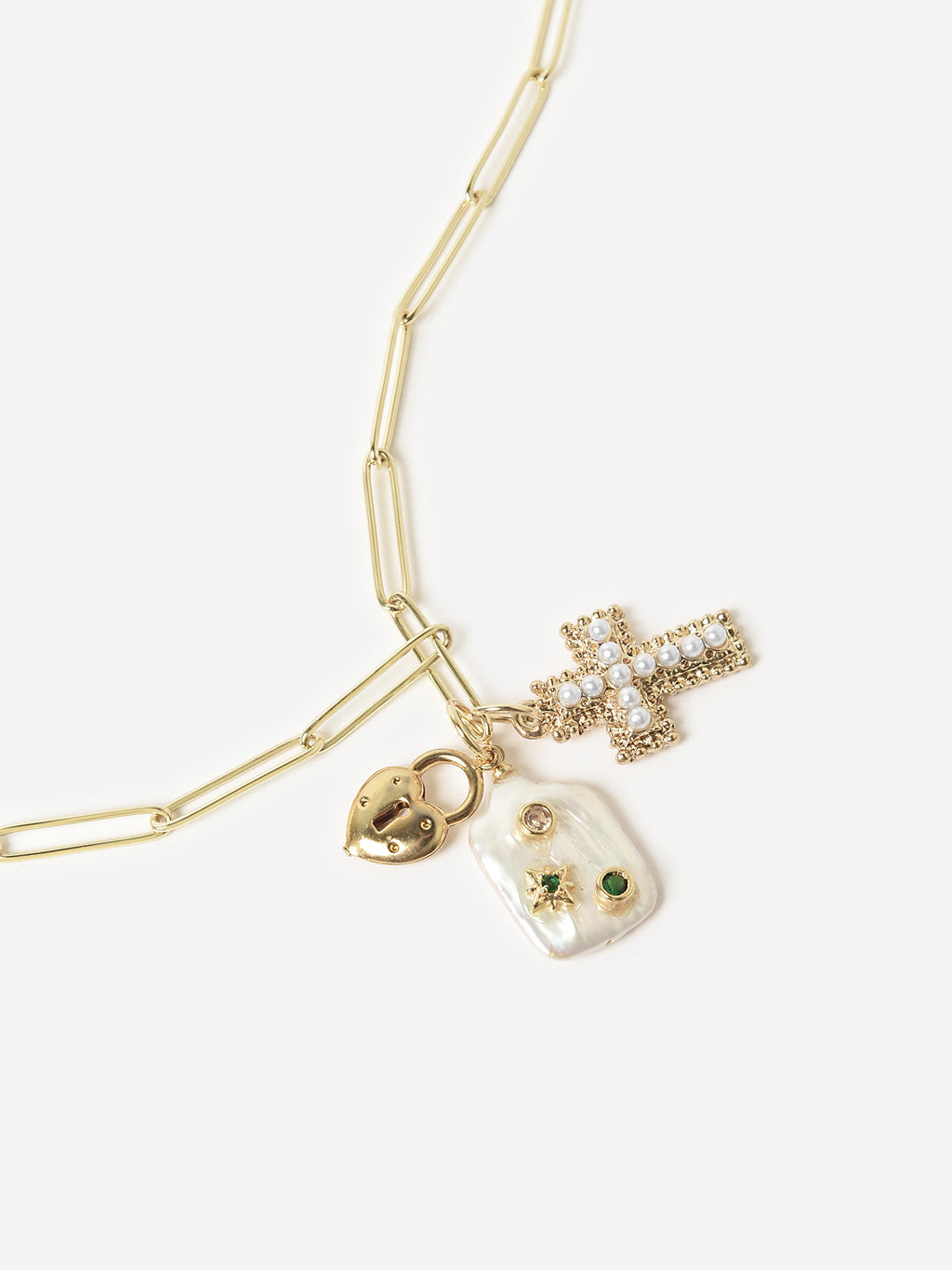 Paperclip Chain Charm 3xGOLD-alt2