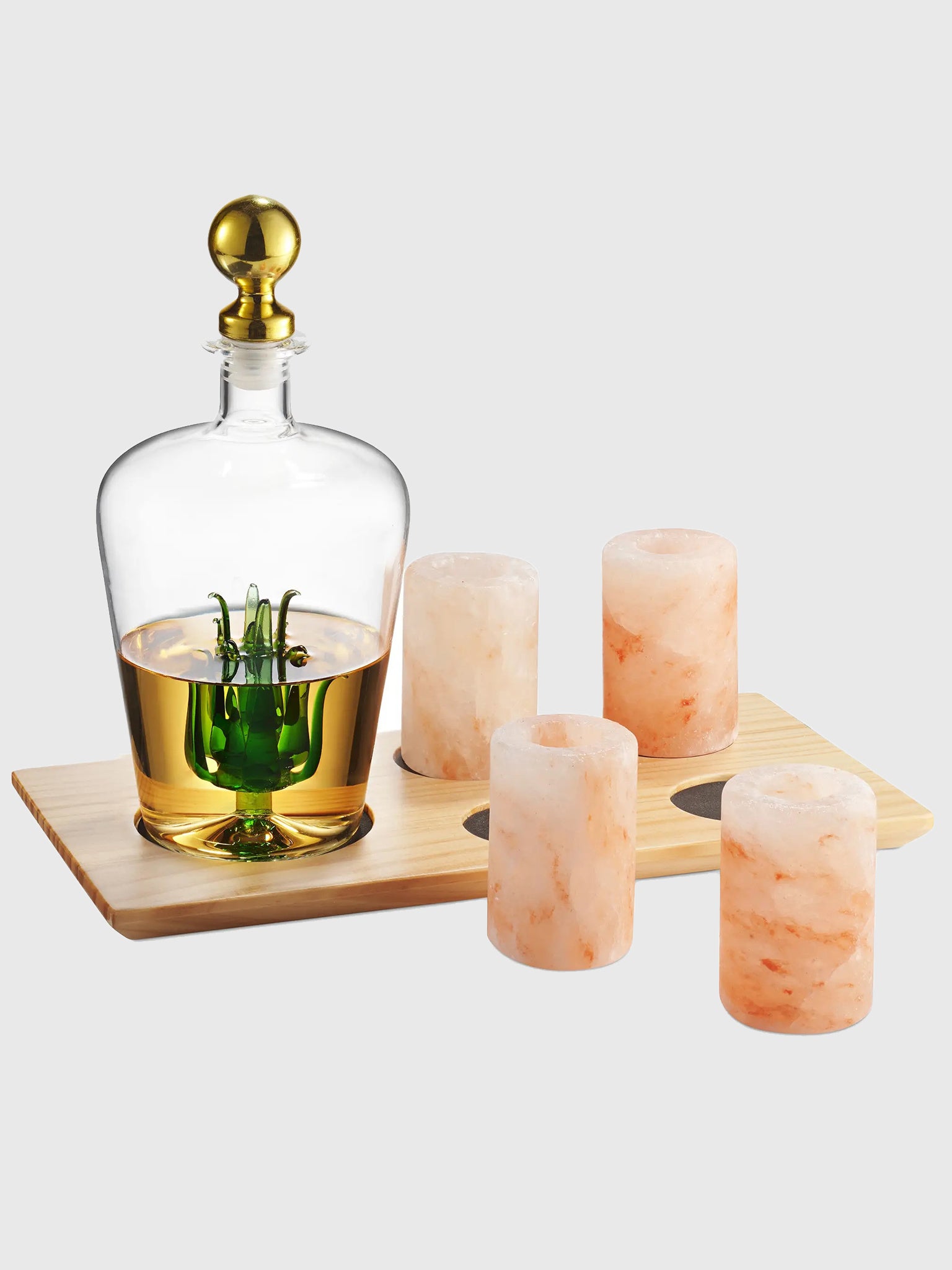Godinger Tequila Decanter Set + Himalayan Salt Shot Glasses - Saint Bernard
