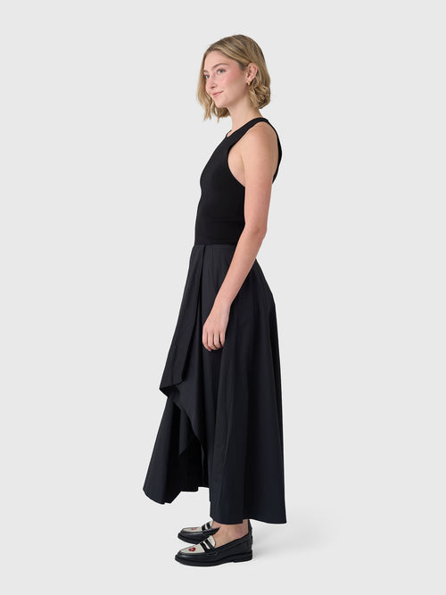 St. Agni Women's Knit Bodice Asymm Dress - Black - Maxi Dresses St. Agni Women's Knit Bodice Asymm Dress - Black - Maxi Dresses