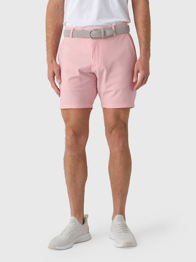 Redvanly Men's Becker Seersucker 7.5" Pull-On Short - Saint Bernard