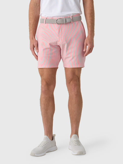 Redvanly Men's Becker Seersucker 7.5" Pull-On Short - Saint Bernard