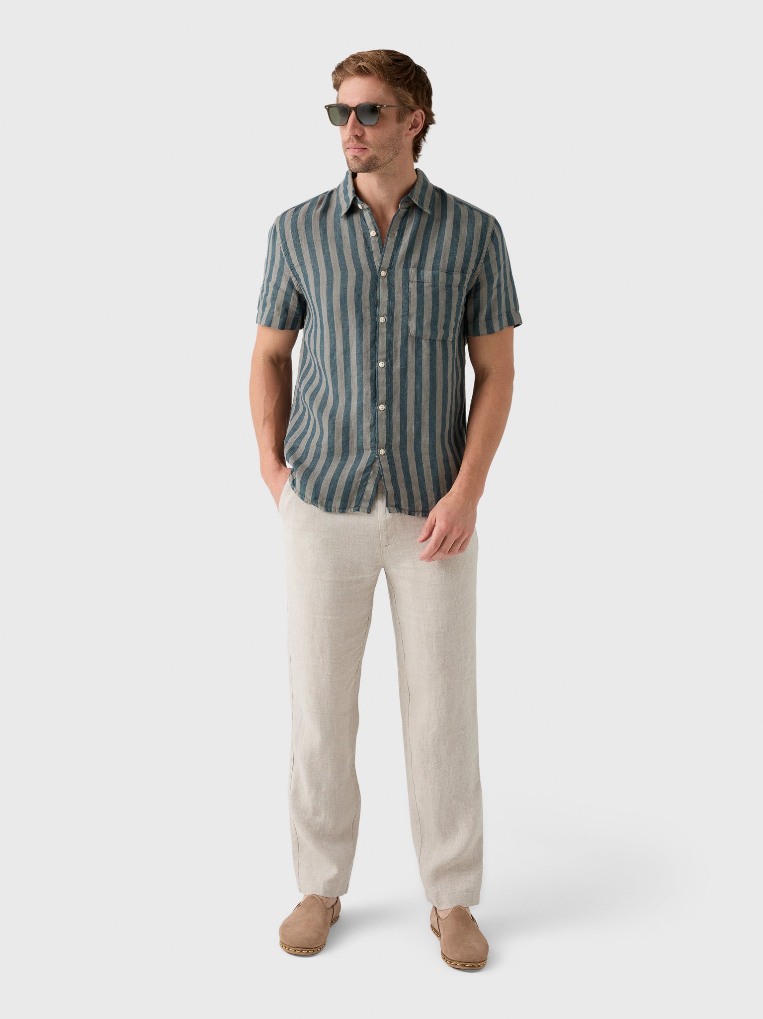 Love Brand & Co Men's Randall Linen Trouser - Saint Bernard