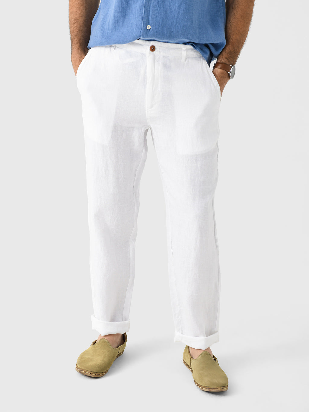 Love Brand + Co Men's Randall Linen Trouser - Saint Bernard