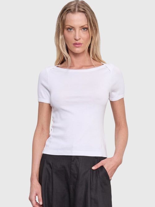 Enza Costa Women's Supima Cotton Bateau Tee