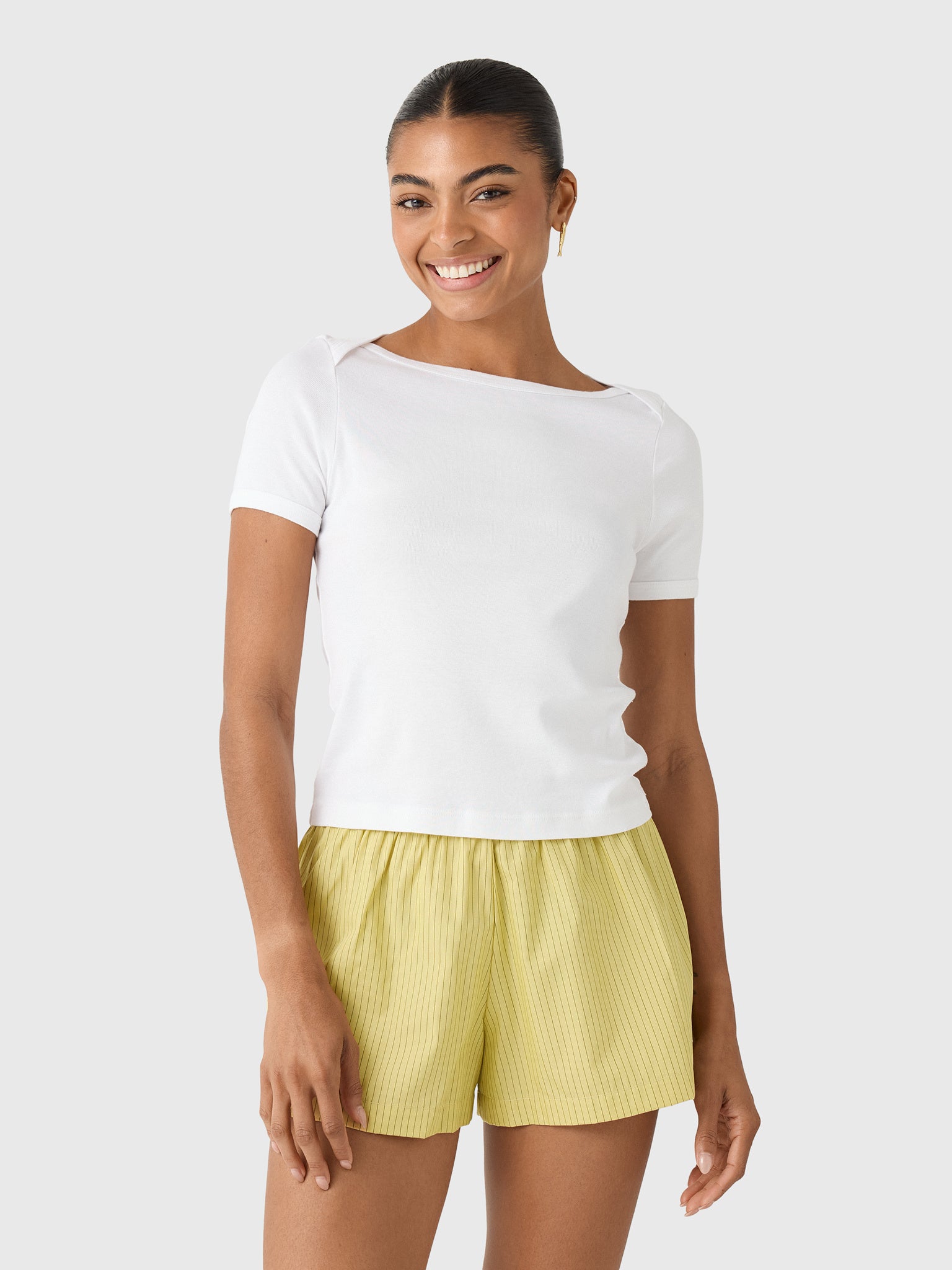 Enza Costa Women's Supima Cotton Bateau Tee - Saint Bernard