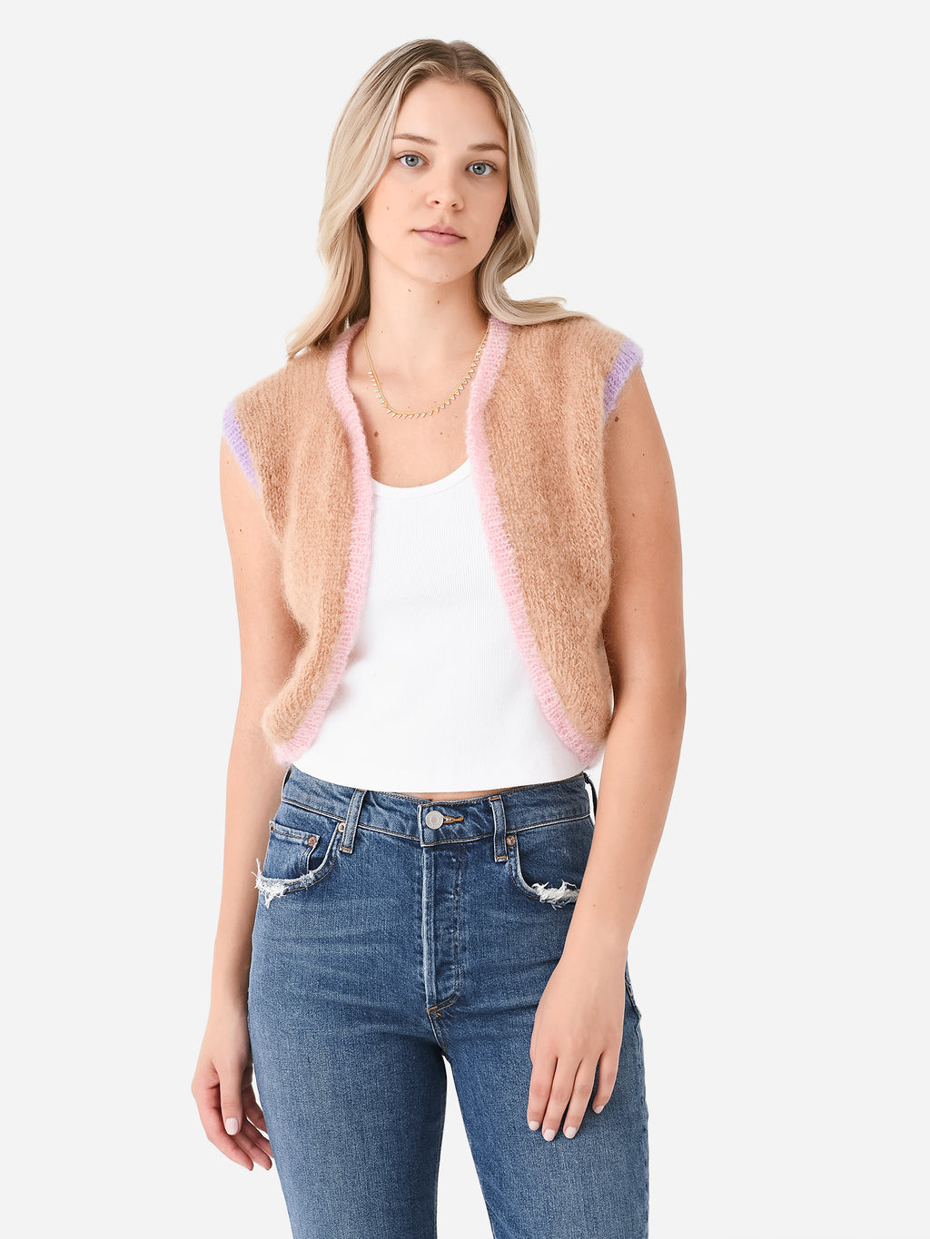 Rose Carmine Women's Sleeveless Colorblock Bolero - Saint Bernard