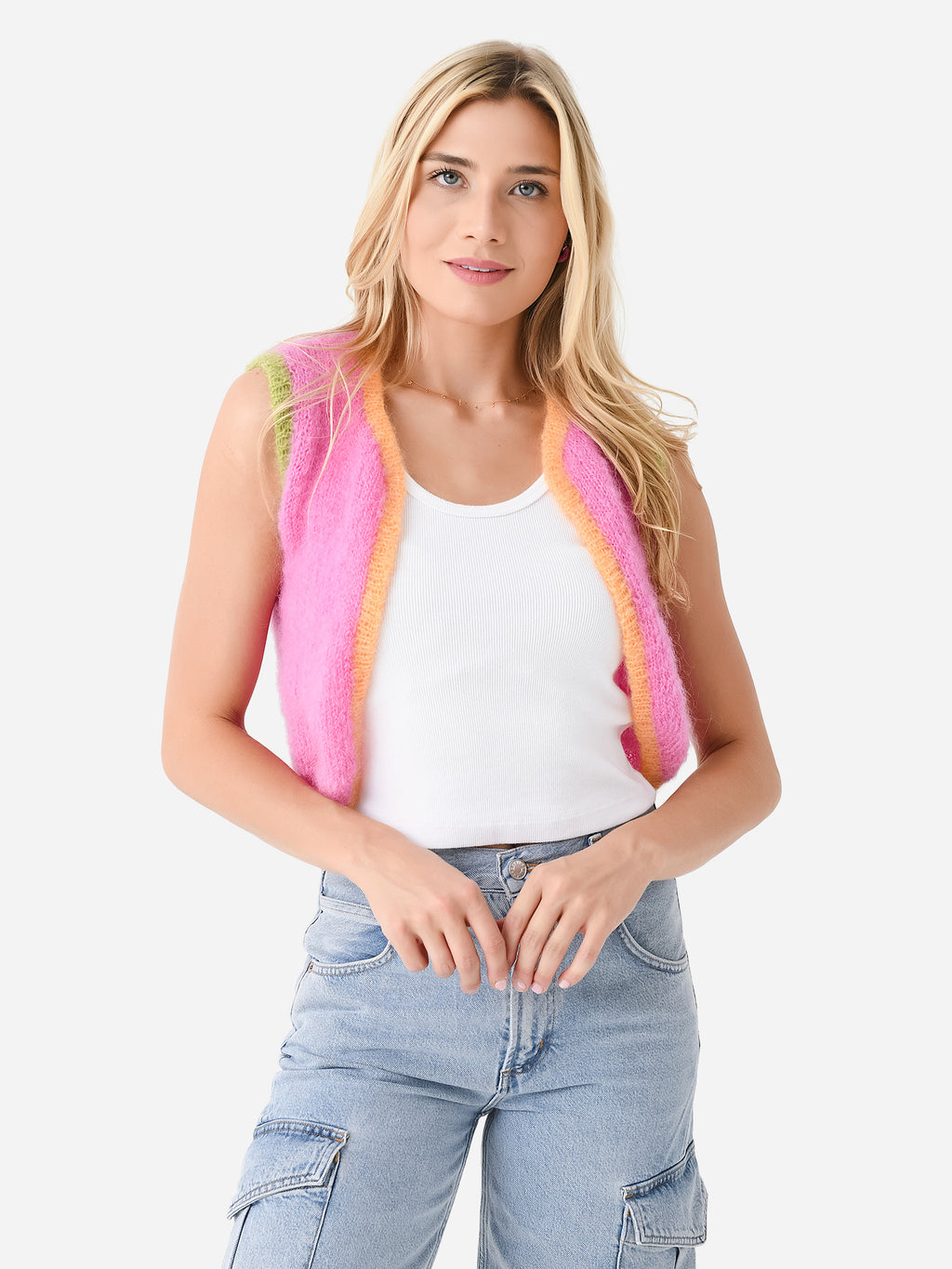 Rose Carmine Women's Sleeveless Colorblock Bolero - Saint Bernard
