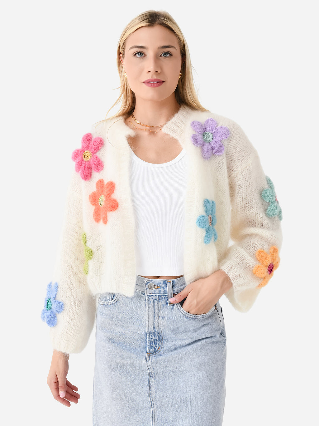 Rose Carmine Women's Free Flowers Cardigan - Saint Bernard