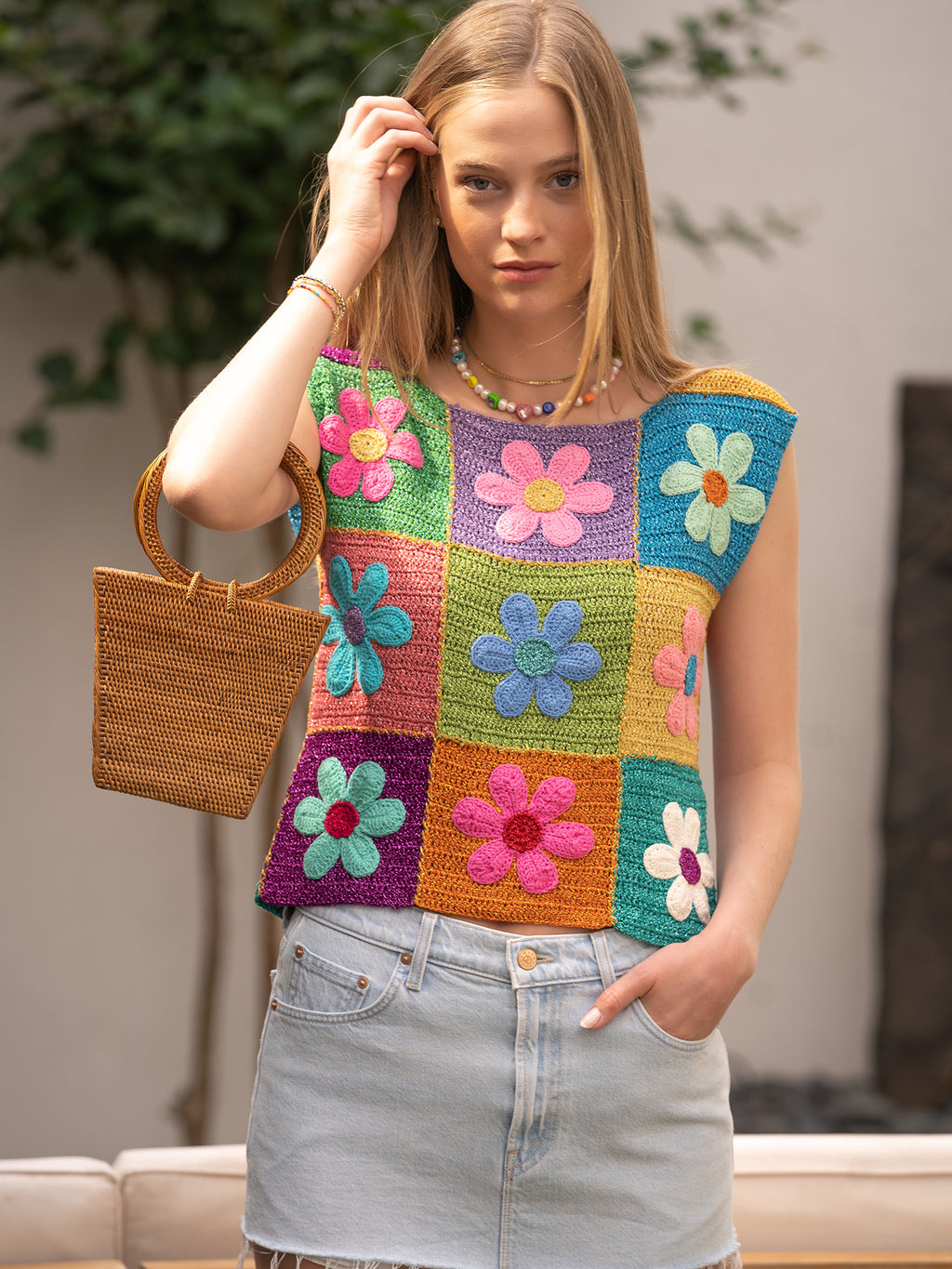 Rose Carmine Women's Flower Patchwork Top - Saint Bernard