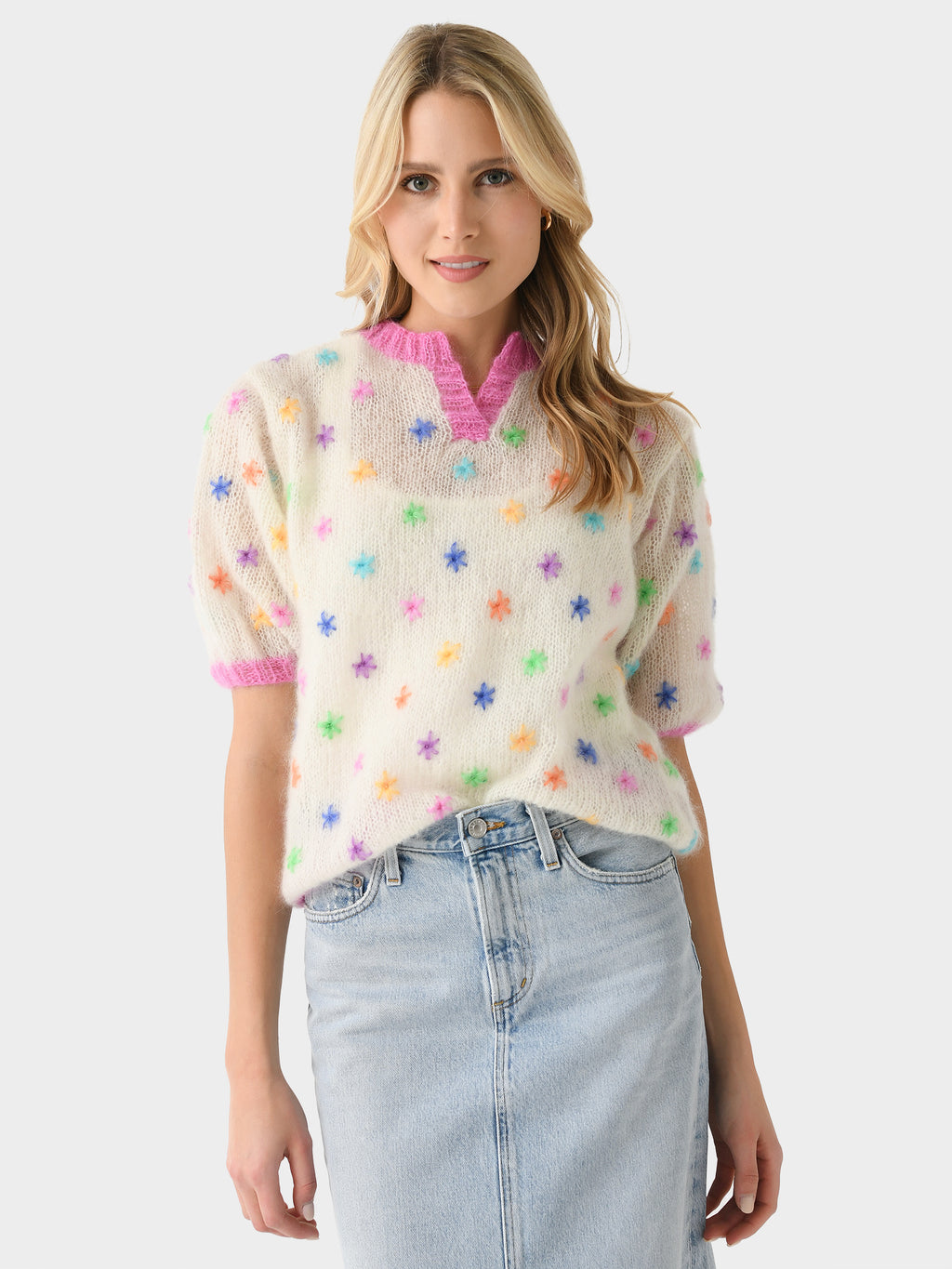 Rose Carmine Women's Balloon Stars Sweater - Saint Bernard