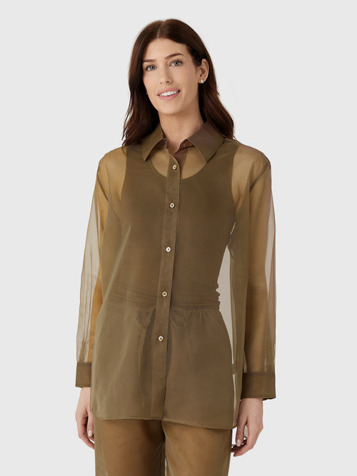 Renggli Women's Organza Button Up Shirt - Saint Bernard