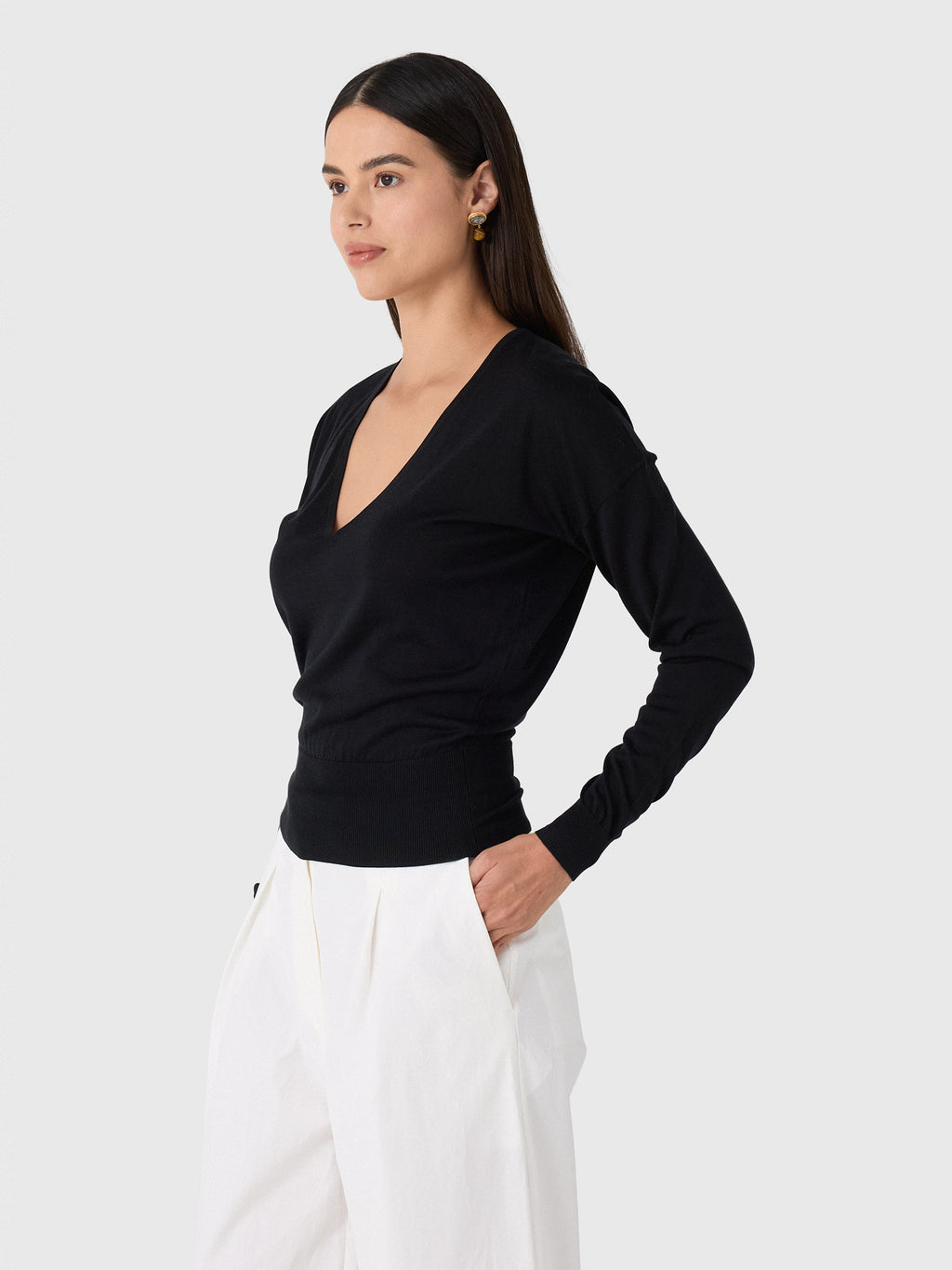 Renggli Women's Silk Cashmere V-Neck Sweater - Saint Bernard