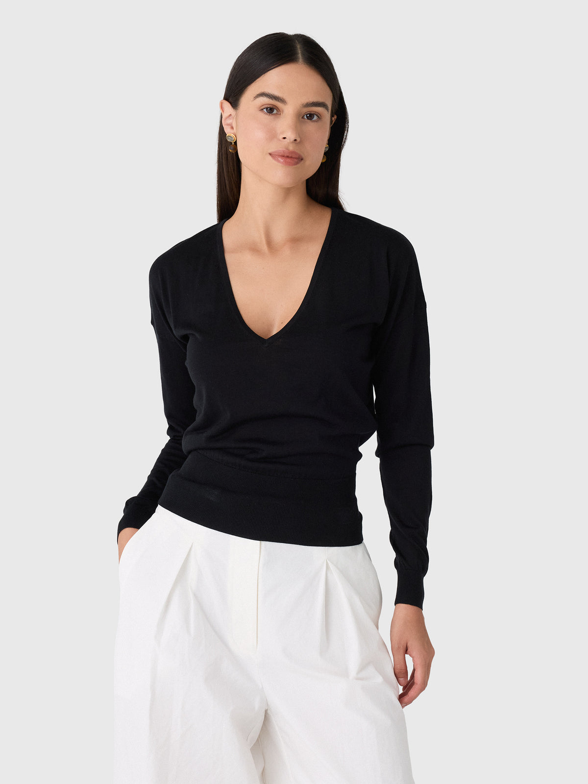Renggli Women's Silk Cashmere V-Neck Sweater - Saint Bernard