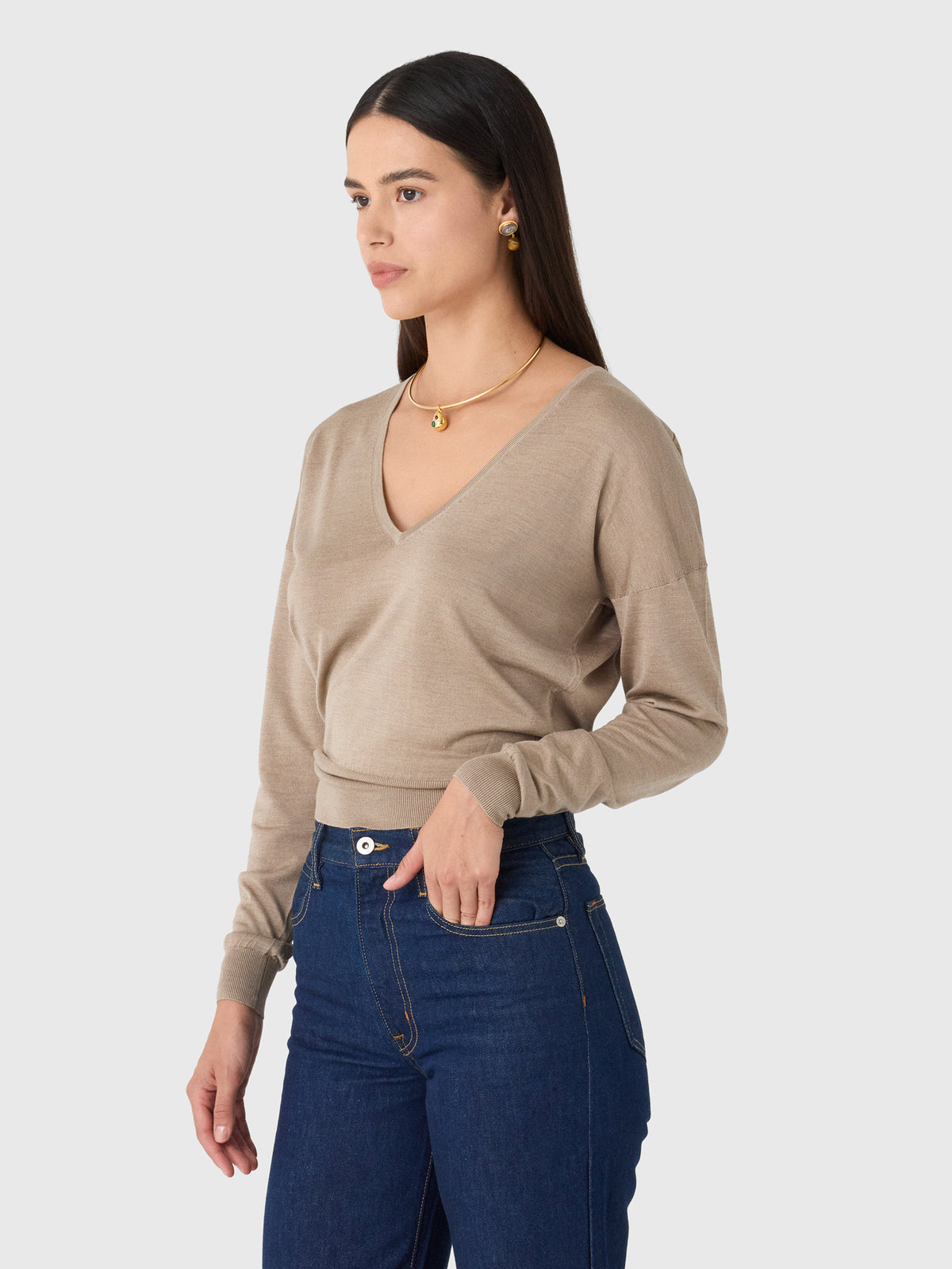 Renggli Women's Silk Cashmere V-Neck Sweater - Saint Bernard