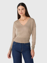 Renggli Women's Silk Cashmere V-Neck Sweater - Saint Bernard