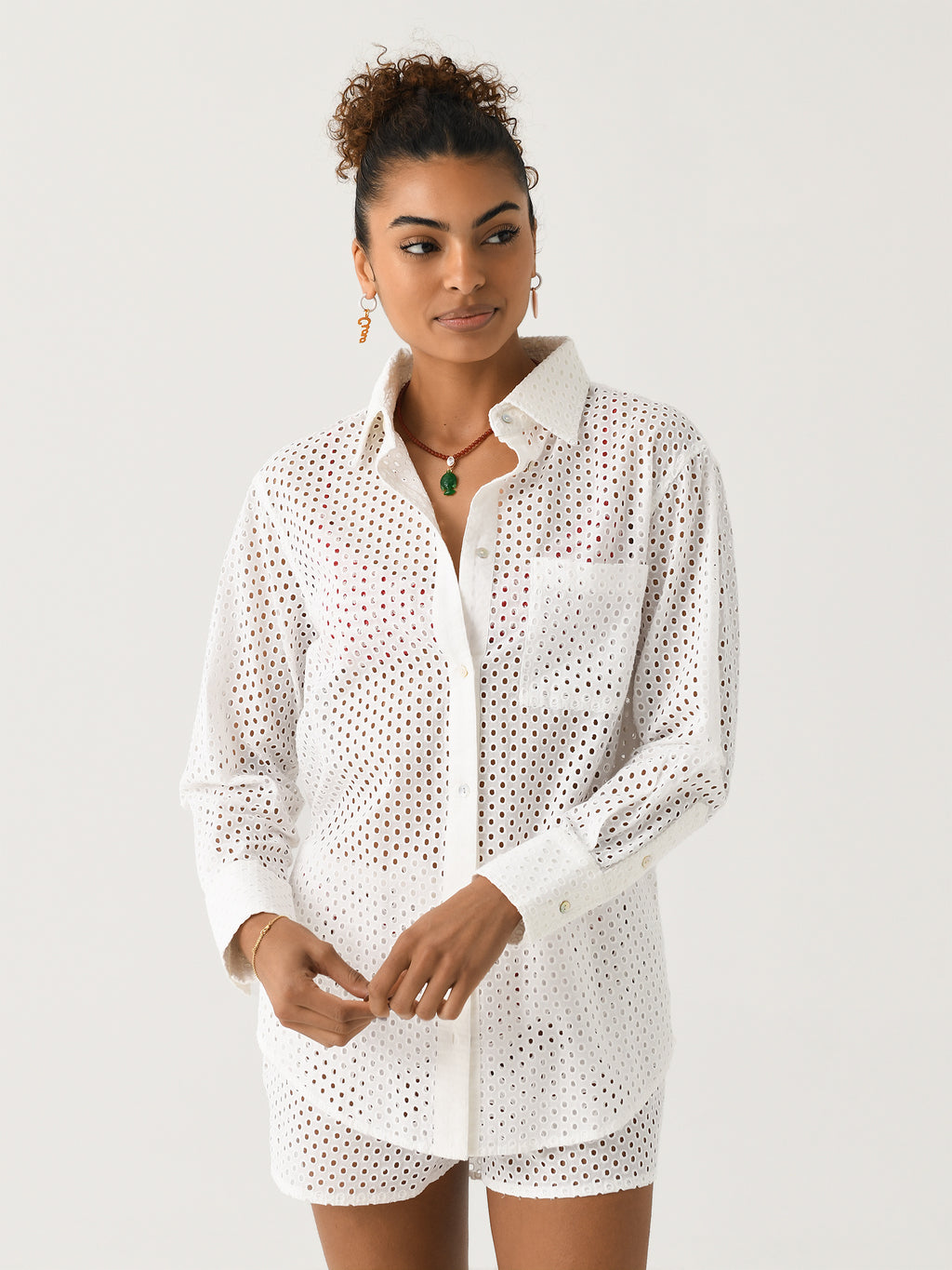 Solid + Striped Women's Eyelet Bronte Button Down - Saint Bernard