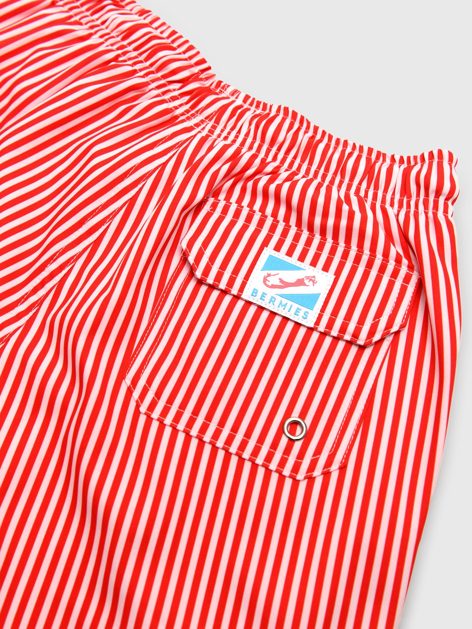 Bermies Boys' Red Stripes Swim Trunk - Saint Bernard