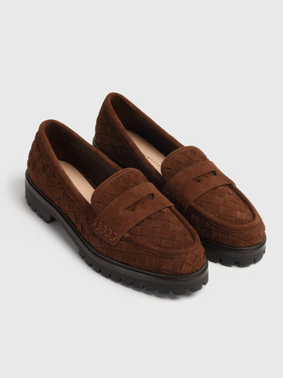 Loeffler Randall Women's Rina Woven Suede Loafer - Saint Bernard