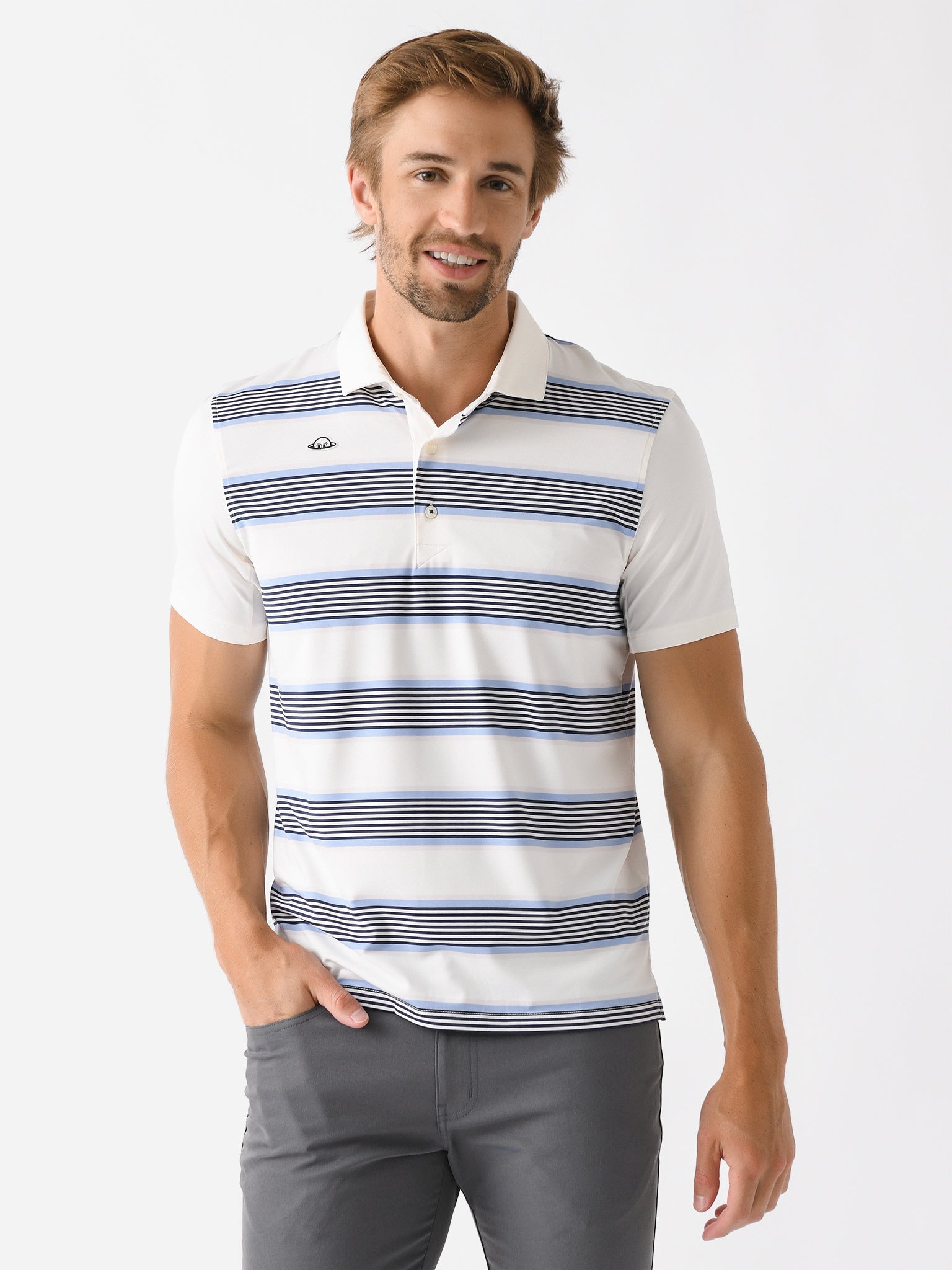 Radmor Men's Taylor Recycled Segue Stripe Polo - Saint Bernard