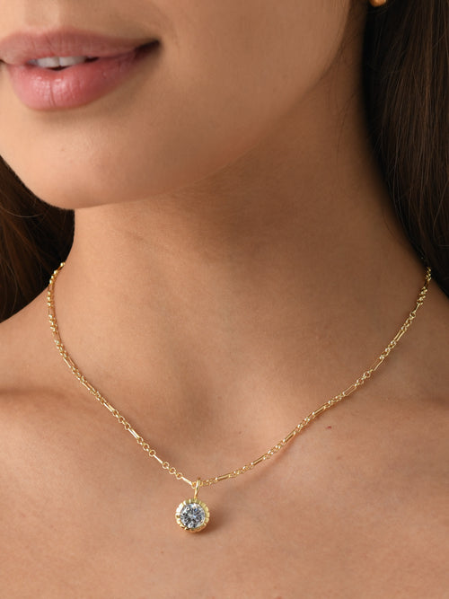 Alexa Leigh Round Bezel Ball Chain Necklace