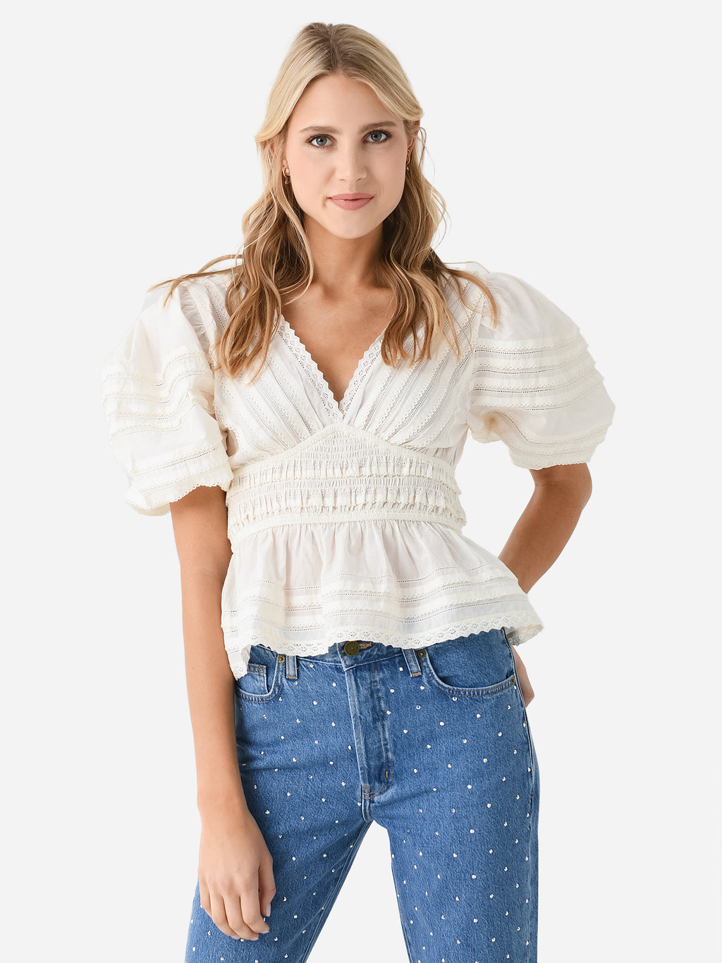 SEA Women's Mable Cambric Pleated Top - Saint Bernard
