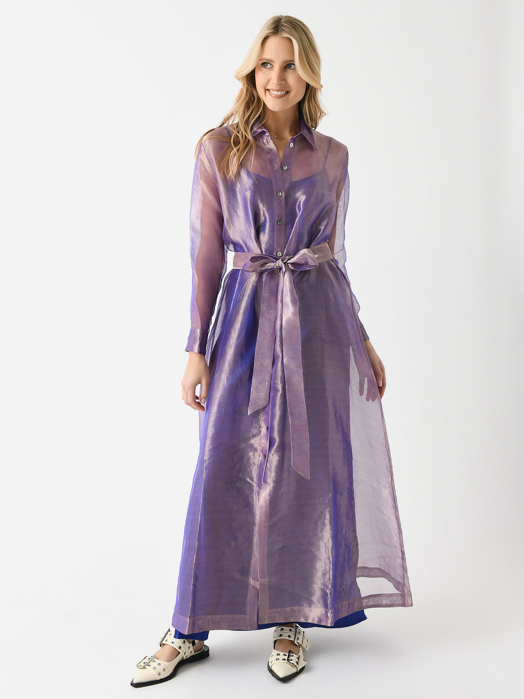 Evi Grintela Women's Valerie Long Sleeve Organza Dress - Saint Bernard