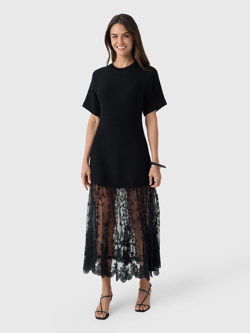 Sea Women's Diane Knit Lace Dress - Black - Size L Sea Women's Diane Knit Lace Dress - Black - Size L