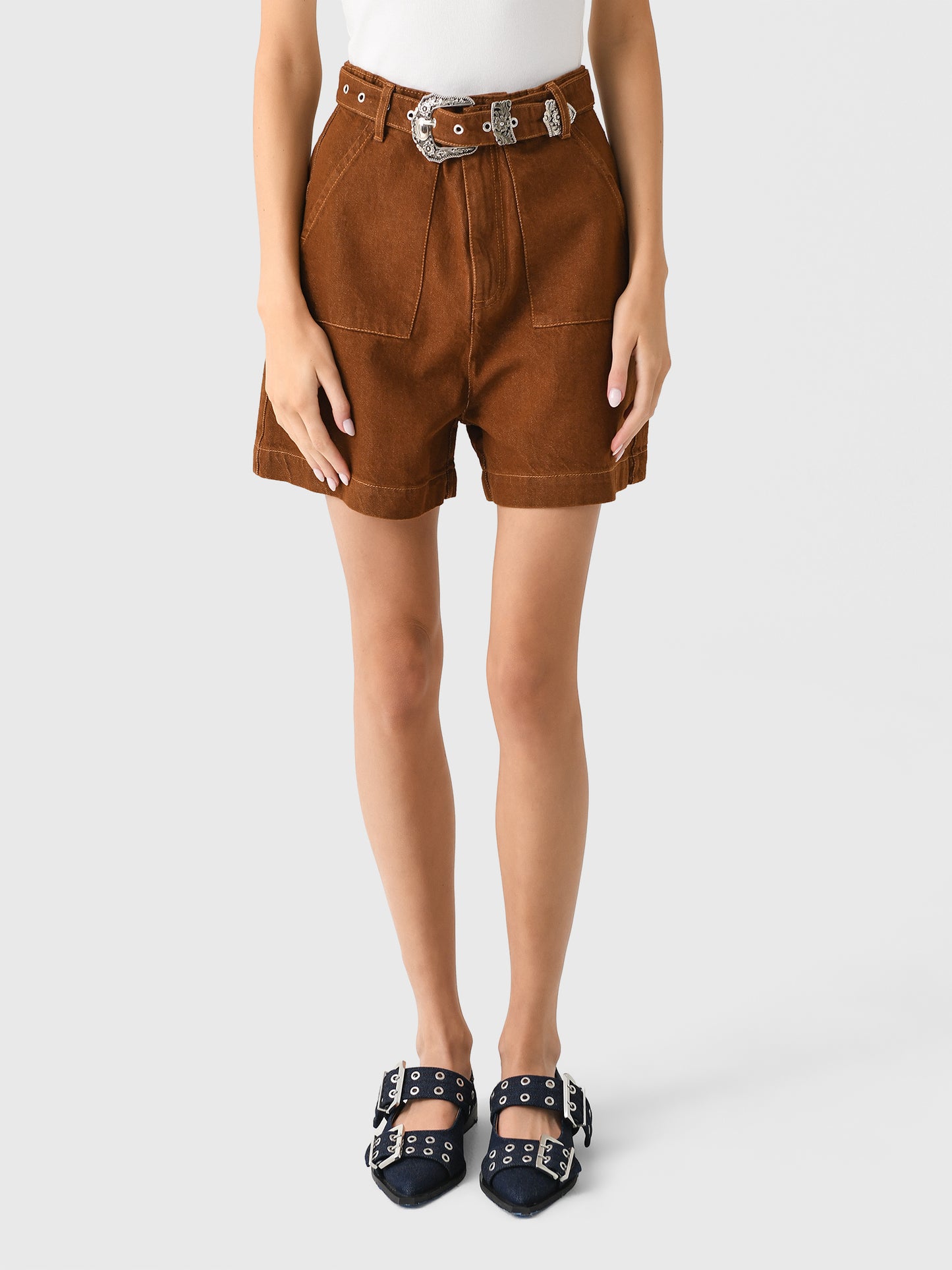 Marques Almeida Women's Belted Denim Short - Saint Bernard