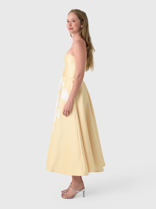Marques Almeida Women's Heavy Satin Printed Strapless Dress
