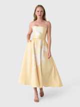 Marques Almeida Women's Heavy Satin Printed Strapless Dress - Saint Bernard