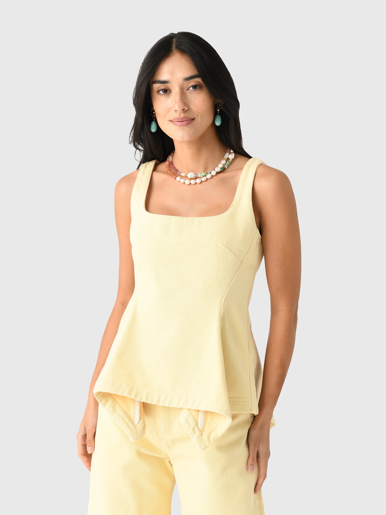Marques Almeida Women's Drill Peplum Corset Top - Saint Bernard