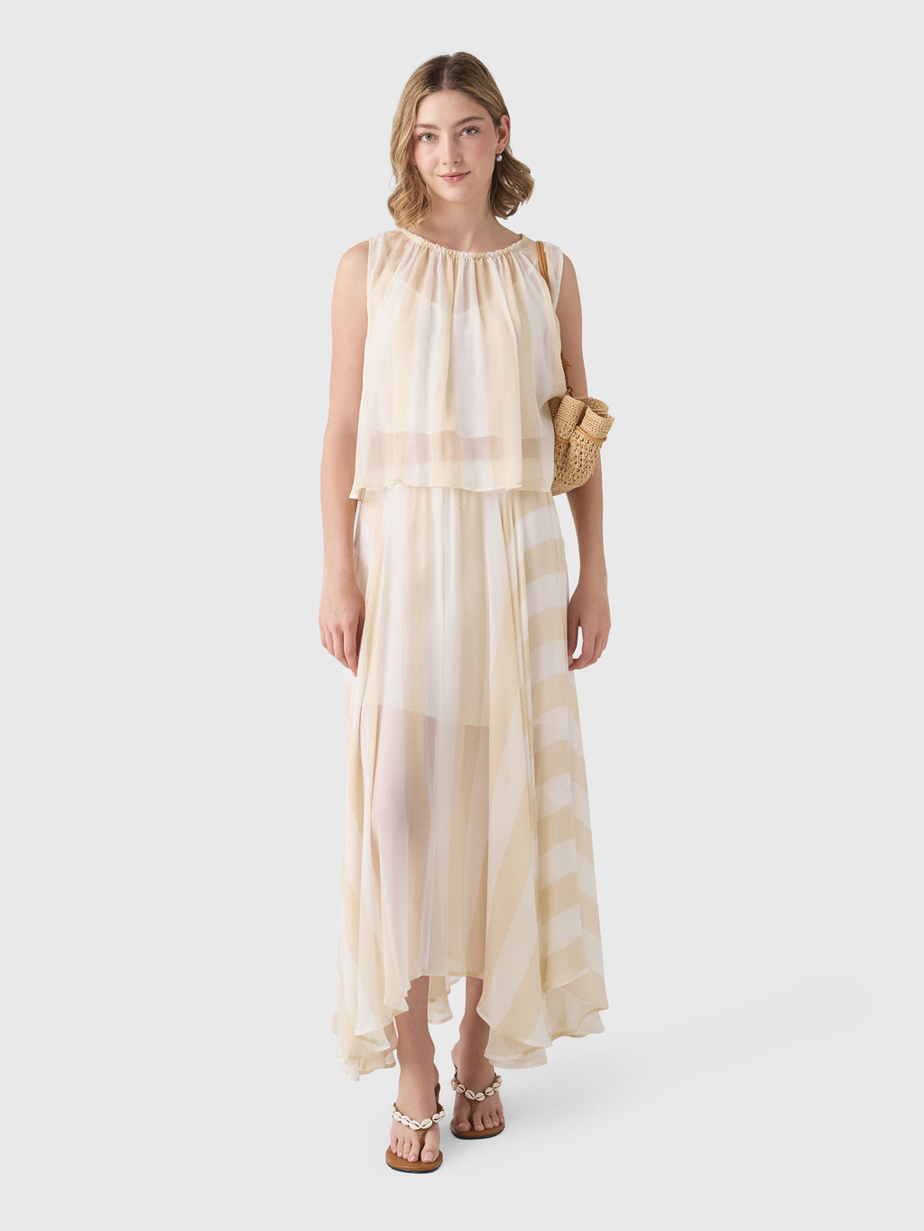 Bondi Born Women's Capri Silk Gathered Top - Saint Bernard