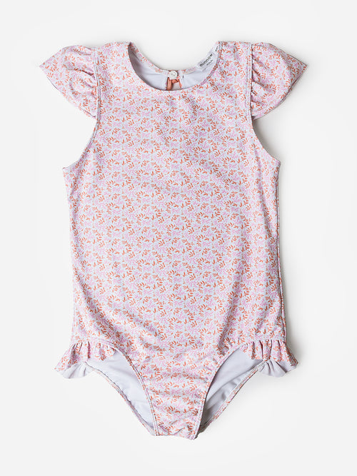 Minnow Girls' Cap Sleeve Rash Guard One-Piece Swimsuit