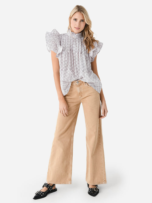 Sur La Vague Women's Ruffle Sleeve Top