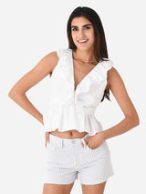 Never A Wallflower Women's Ruffle Wrap Top - Saint Bernard