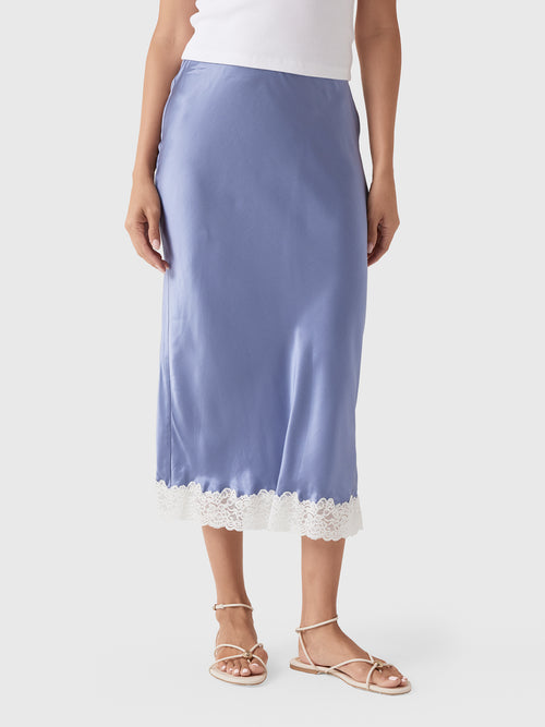 LoveShackFancy Women's Janella Silk-Blend Midi Slip Skirt