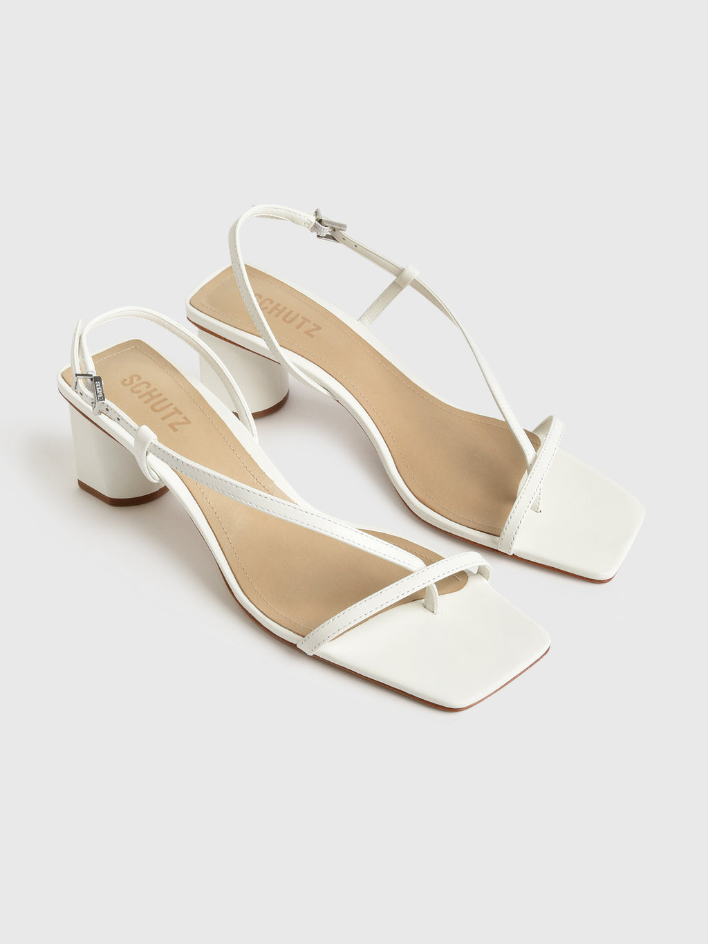 Schutz Women's Heloise Mid Block Heel Leather Sandal - Saint Bernard