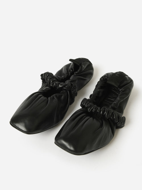 GANNI Women's Soft Square Toe Scrunchie Ballerina Flat