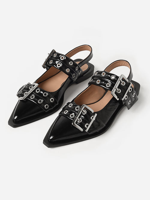 GANNI Women's Chunky Buckle Ballerina Flat