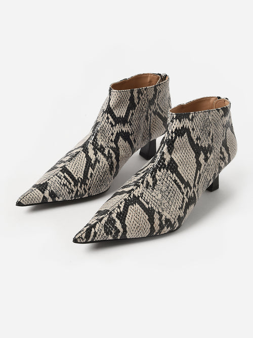 GANNI Women's Faux Snake Crop Ankle Boot