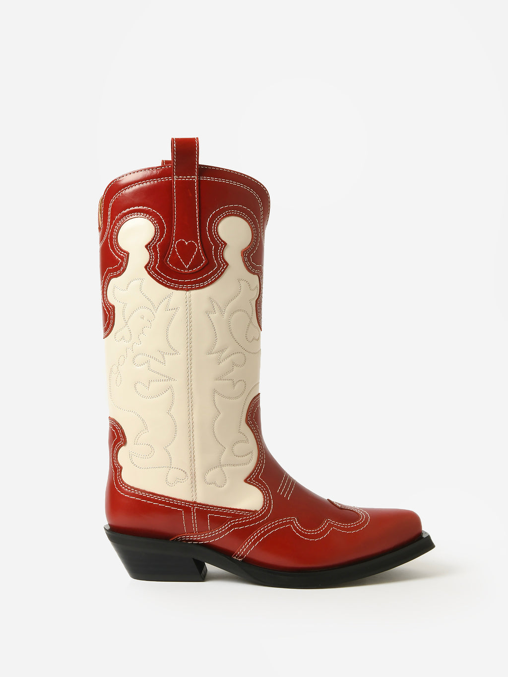 GANNI Women's Mid Shaft Embroidered Western Boot - Saint Bernard