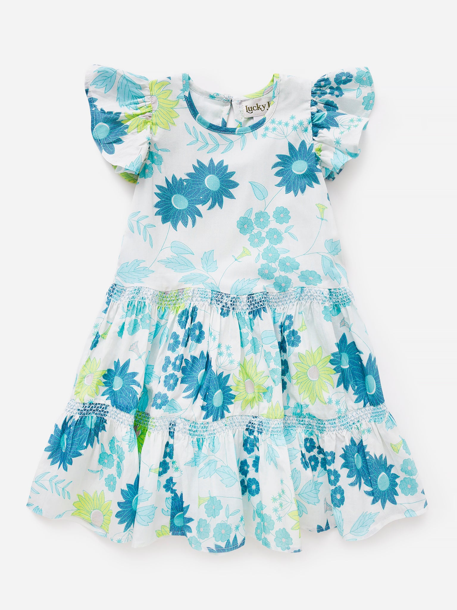Lucky Jade LIttle Girls' Floral Breeze Twirl Dress - Saint Bernard