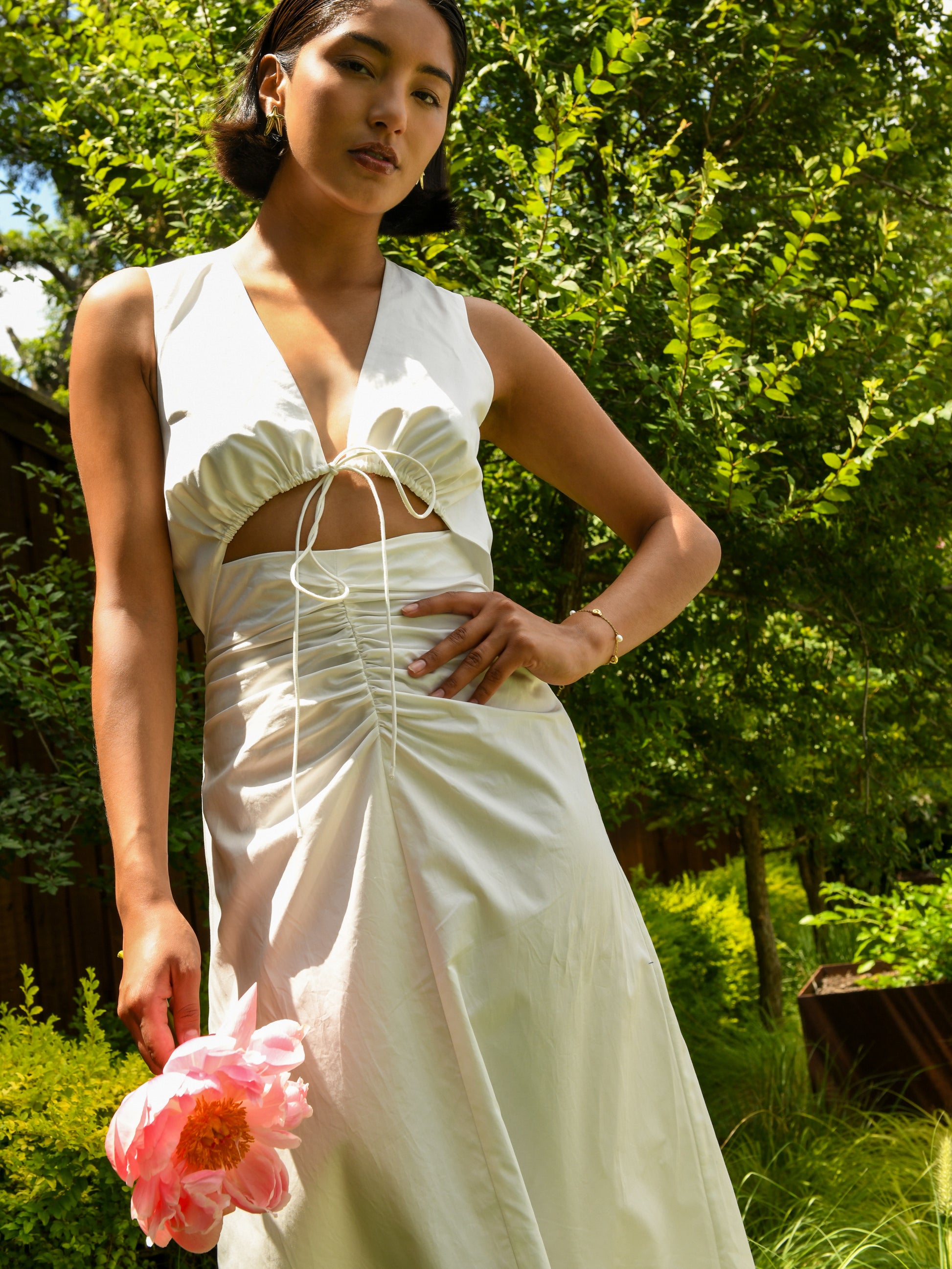 cotton gathered dress Gathered Cotton Twill Dress
