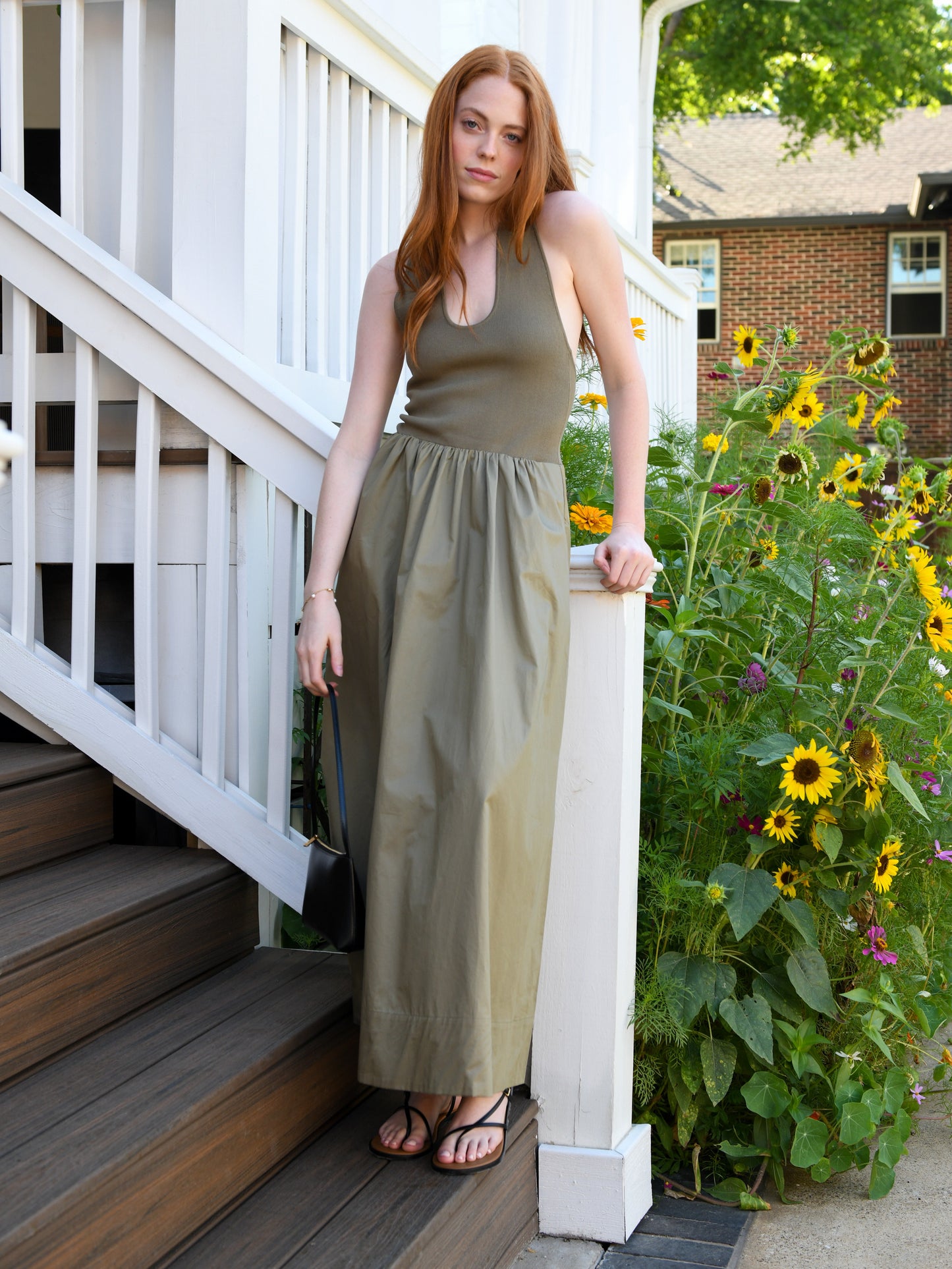 St. Agni Women's Plunge Neck Dress - Saint Bernard