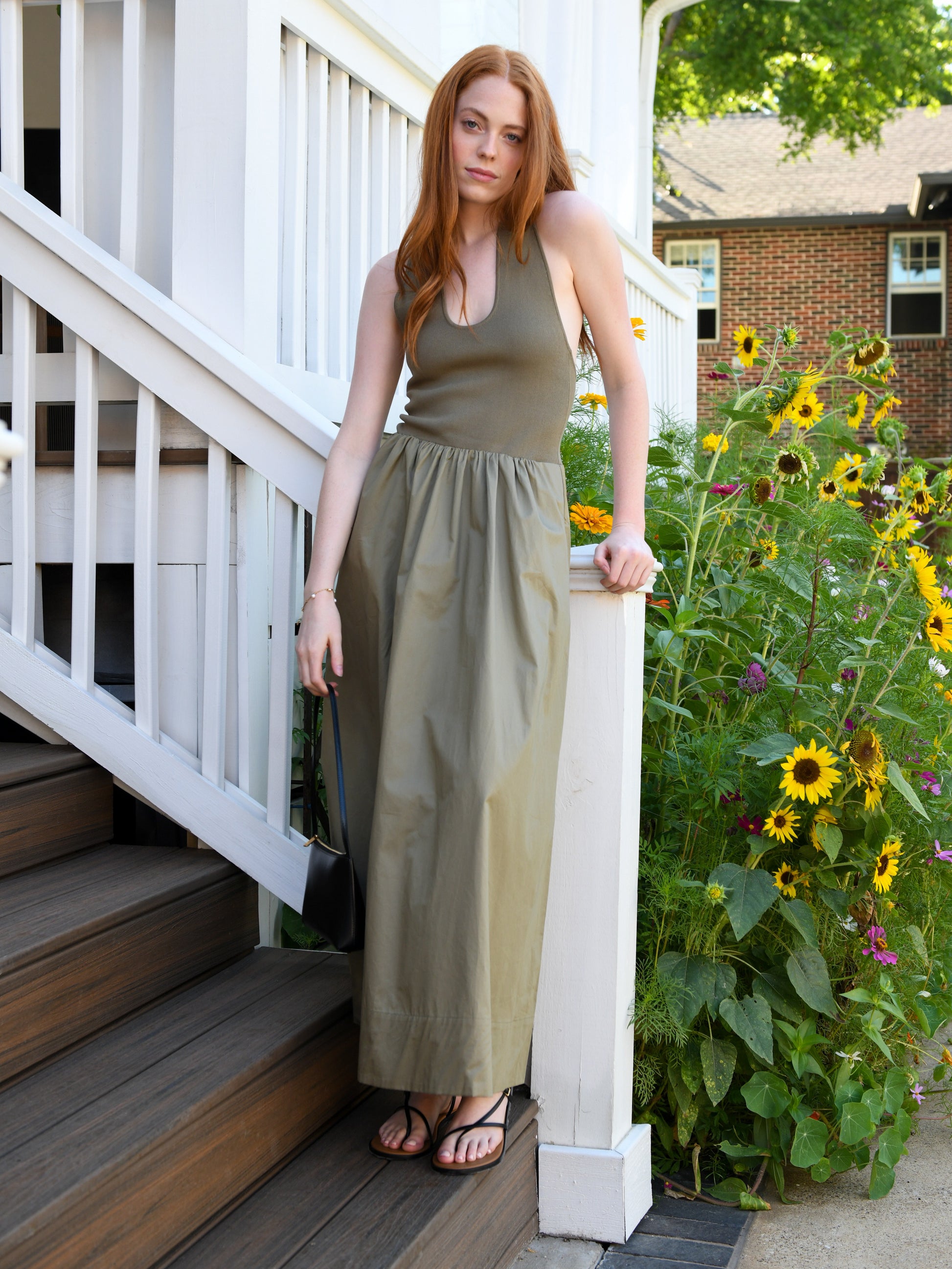 St. Agni Women's Plunge Neck Dress - Saint Bernard