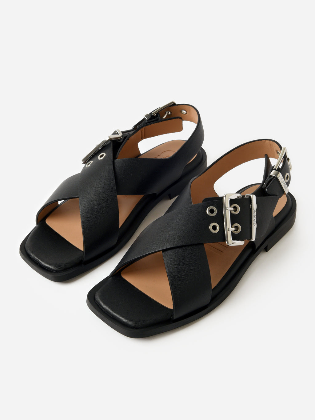 GANNI Women's Feminine Buckle Cross Strap Sandal - Saint Bernard