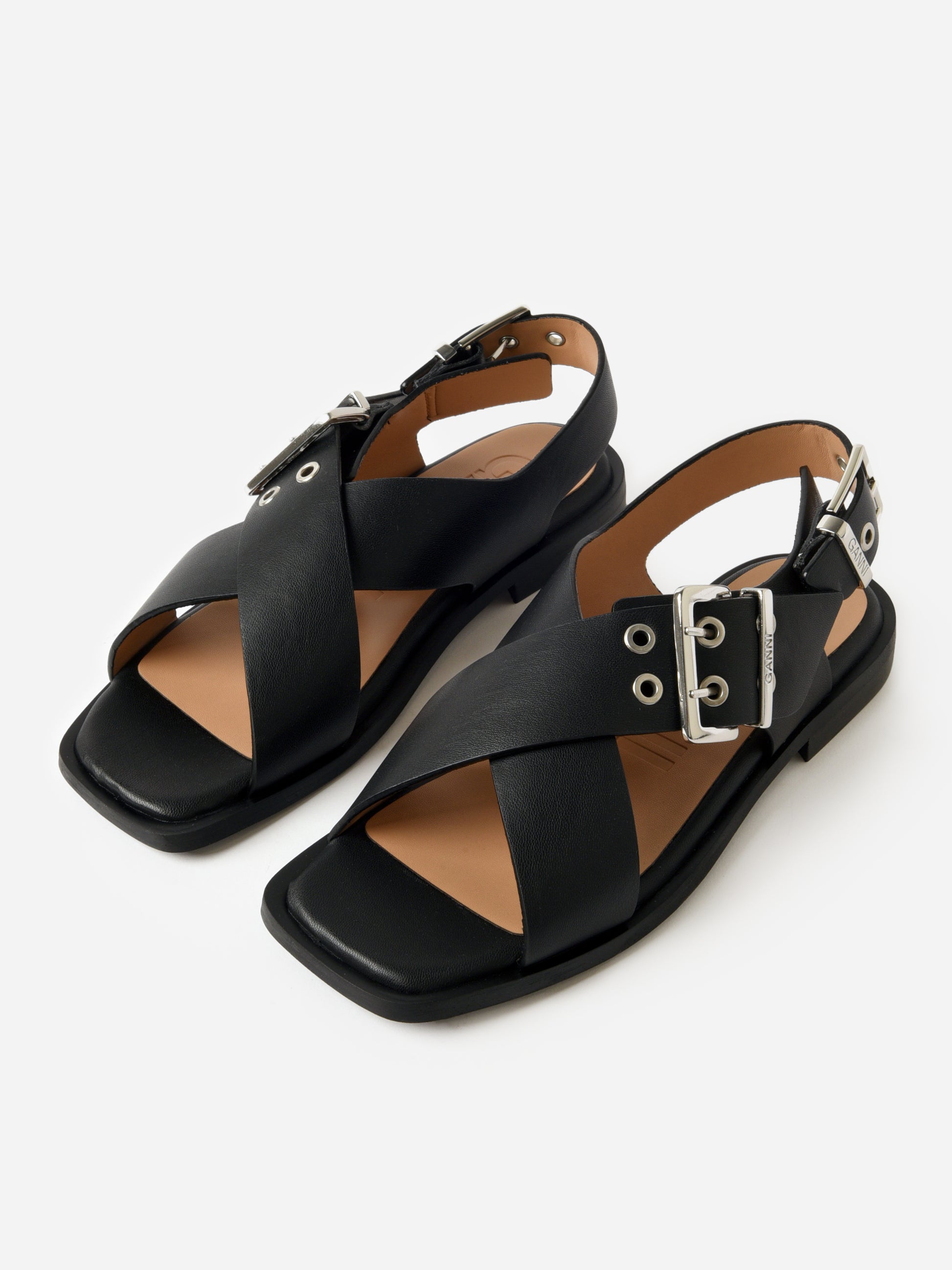 GANNI Women's Feminine Buckle Cross Strap Sandal - Saint Bernard